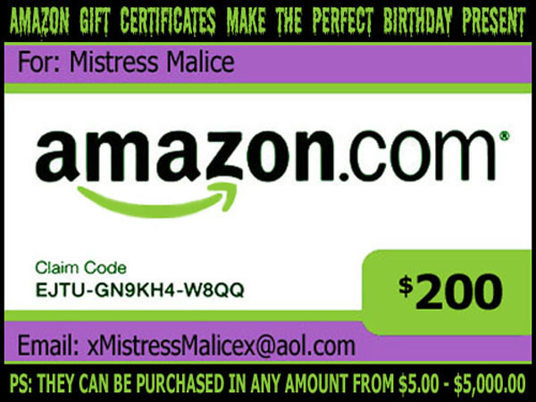 Click Here To Purchase Amazon Gift Certificates